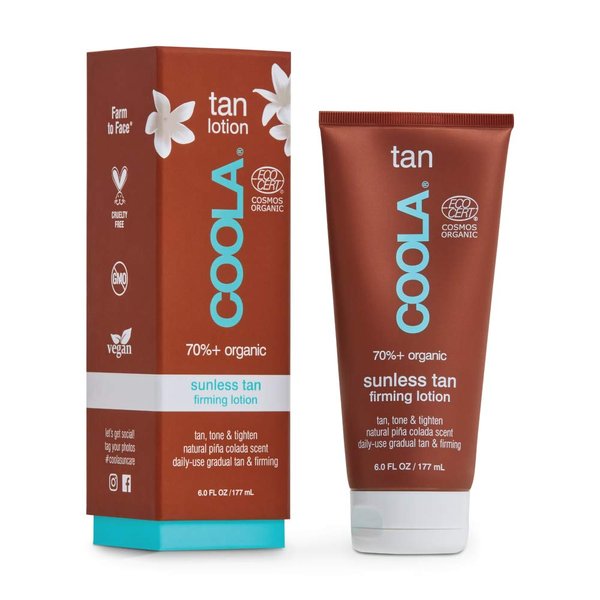 COOLA Organic Sunless Self Tanner Body Firming Lotion, Dermatologist Tested Anti-Aging Skin Care, Vegan and Non-GMO, Piña Colada, 6 Fl Oz