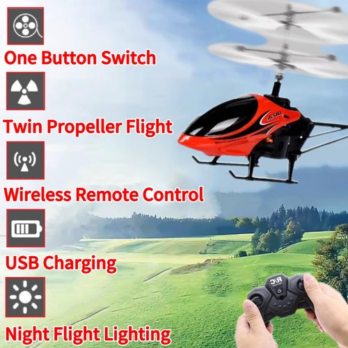 RC Helicopter, 2.4 GHz High and Low 2 Speed Up and Down Flying with One Key Take-Off/Landing,2-Channel Kids Remote Helicopter with LED Light, Suitable for Boys and Girls Helicopter Flying Toys