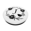Cell Phone Pop Out Holder,Black and White Floral Letter J PopSockets Grip and Stand for Phones and Tablets
