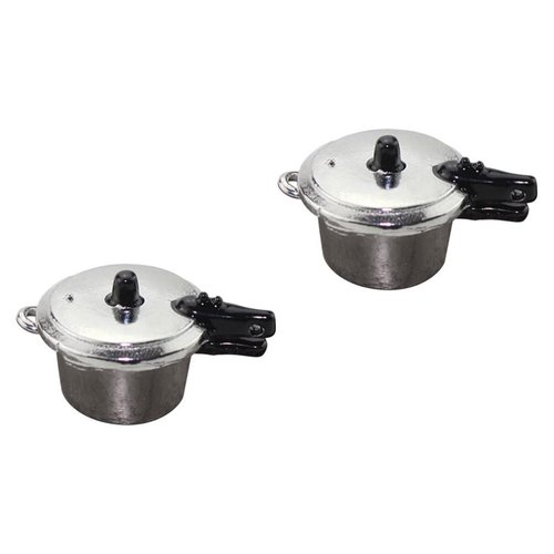 Totority 2pcs Pressure Cooker Model Doll Accessories Toys Decor Mini Toys for Miniature Kitchen Accessories Pretend Cooking Utensils Mini Pressure Cooker Mini House Toys