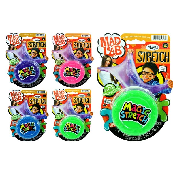 JA-RU Super Stretchy Slime for Kids w/Containers (4 Slime Pack) Neon Colored Non Sticky Slime. Kids Goodie Bag Stuffers, Birthday Party Favors, & Classroom Prizes. 5346-4p