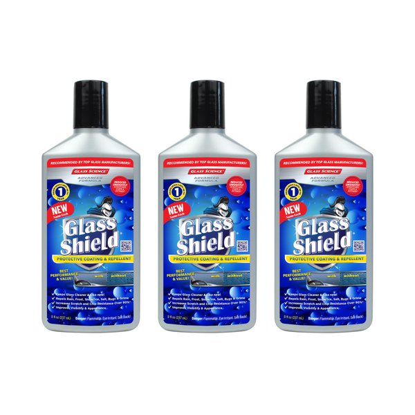 Glass Shield Glass Protective Coating (liquid) – Protects Glass, Repels Rain, Beads Water, Repellent Coating on All Exterior Windshield & Auto Glass - 10 oz - 3 Pack