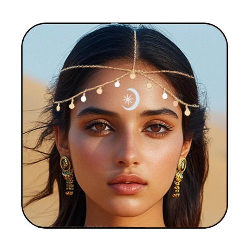 BARTOSI Sequin Boho Head Chain Jewelry Gold Wedding Headpiece Hair Chains Festival Costume Headband Halloween Prom Hair Accessories for Women