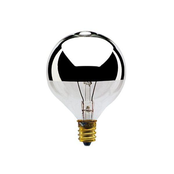 24PK Bulbrite 712314 40G16HM 40-Watt Incandescent Half Chrome G16.5 Globe, Candelabra Base