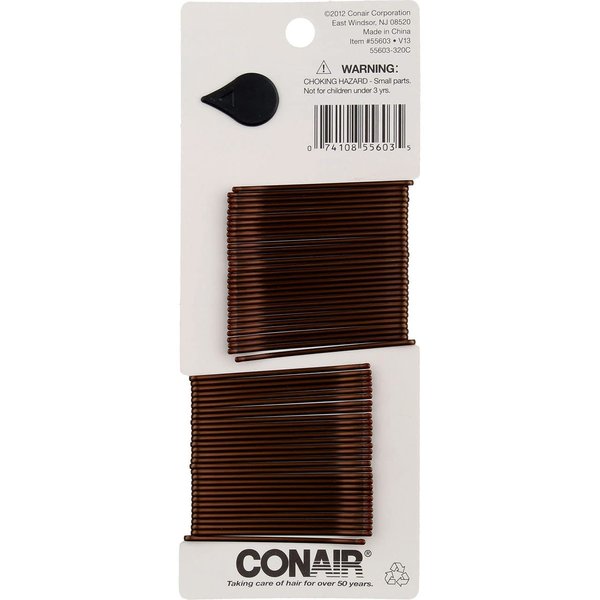 Conair Styling Essentials Curved Brown Bobby Pins, 60 count per pack -- 6 per case.