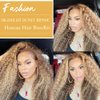 Julia Hair Highlight Honey Blonde Curly Human Hair Bundles 12A Brazilian Curly Human Hair Weave TL412 Color Sew in Hair Extensions Jerry Curly Hair 3 Bundles 10 12 14Inch