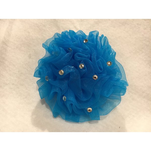 Bright Blue Chiffon Puff Hair Clip, Chiffon Flower, Flower Hair Bow, Flower Hair Clip