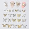 22 Pcs 3D Butterfly Nail Charms Crystals Diamonds Rhinestones,Crystals Diamonds Butterfly Bow for Nail Art Beauty Design Decoration Craft Jewelry DIY