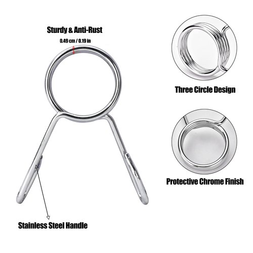 Spring Clip Collars 2 Inch Olympic Barbell Clamps Dumbbell Clips Weight Bar Clips for Weightlifting, Powerlifting, Strength Training (2 Pairs)