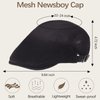 3 Pieces Mesh Newsboy Cap Mesh Breathable Summer Cap Adjustable Newsboy Beret Cap Cabbie Flat Cap (Khaki, Light Gray, Black)
