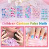 144 Pieces Press on Nails, Acejoz Summer Style Girls Fake Nails Stick on Nail Tips Children Full Cover Short False Fingernails for Boys Girls Kids Nail Art Decoration