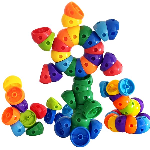 KUTOI Snap n Twist Building Toys -Wocky Blocks- 80 Pieces STEM Snap Cubes - Manipulatives for Elementary School & Preschool - Tactile Sensory Toys for Boys & Girls,Stem Toys for 3 Year Old.