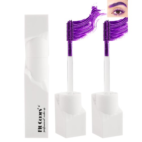 Purple Mascara Volume and Length Waterproof-2PCS Voluminous Colored Mascara Liquid Lash Extensions,Longlasting Curling Smudgeproof Thick Fiber Tubing Colorful Mascara for Women Girl Party Stage Use-06