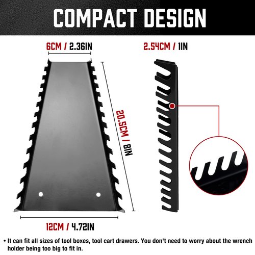 ALOANES 52-Slot Metal Wrench Organizer, Heavy Duty Wrench Organizer Tray for Tool Box, Fit SAE & Metric Wrench Storage, 4 Pack Wrench Holders(Red&Black)