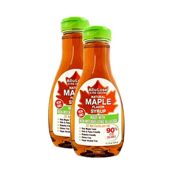 Allulose - Natural Maple Flavored Non-GMO Allulose Syrup, 11.75oz bottles - All-u-Lose (2 Pack)