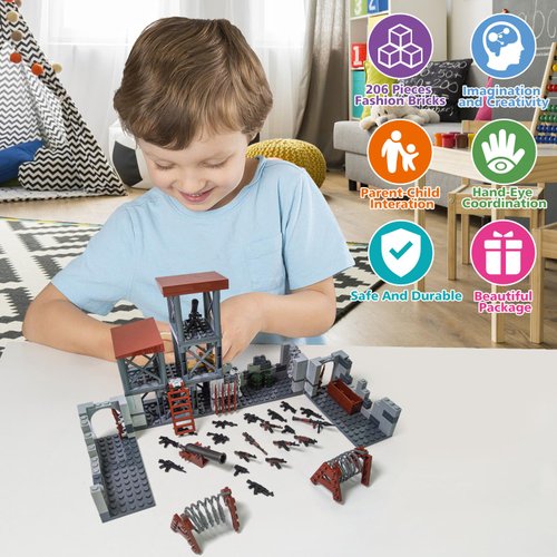 WINGIFT Military Base Building Brick Set, WW2 Army War Parts Accessories,STEM Army Defense Base Guard Tower Building Block Kit,Army Equipment Gear Sets,Christmas Birthday Gifts for Boys,Teens,Adults