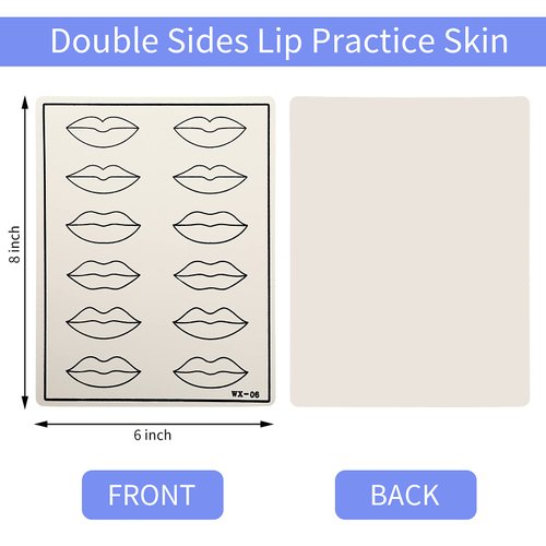 6 Sheets Microblading Practice Skin Lip Tattoo Skin Permanent Makeup Practice Skin Lip Fake Skins Double Sides Practice Lip Skin for PMU Machine Tatoo Artists and Beginners