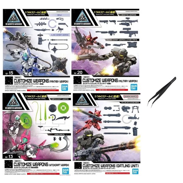 Make Your Day 1/144 Scale 30 Minute Missions, Customize Weapons Variety, Fantasy Weapon, Military Weapon, Witchcraft Weapon, Gatling Unit Curved Tweezers
