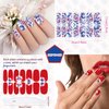 JERCLITY 14 Sheets Independence Day Nail Polish Strips 4th of July Nail Wraps for Women Patriotic American Flag Nail Strips Self-Adhesive Nail Stickers with Nail File for Memorial Day（4th of July-1）