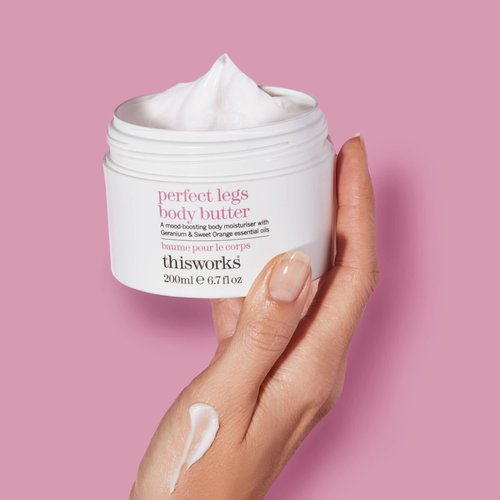 THISWORKS Perfect Legs Body Butter, Moisturising Body Cream with Geranium and Sweet Orange Essential Oils, Hyaluronic Acid and Shea Butter, 200ml | 7.6 Ounce