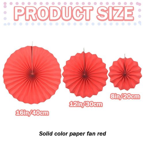 JEYE Red and Royal Blue Paper Fans Party Decoration Hanging Party Craft Paper Fans Background Ceiling Hanging Decor for 4th July Independence Day Graduation Veterans Party, Mix Set of 12pcs
