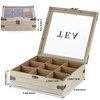 MOLIGOU Wood Tea Box Organizer, Tea Storage Chest with Glass Lid, 9 Compartments, Tea Bag Holder for Cabinet, Pantry