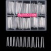 No C Curve Coffin Nail Tips, SWETIDY 200PCS Clear XXL Long Flattened False Nail Tips for Acrylic Nails Professional Half Cover with Case 10 Sizes