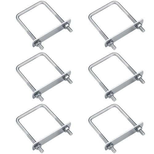 6 Pack Square U-Bolts, Stainless Steel U-Bolts with Frame Plates and Nuts, 2"/50mm Inner Width 3.15"/80mm Length, Square U Shaped Bolts for Automobiles Trailer, Ski Boat, Sailboat, Trailer