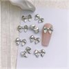 30Pcs Silver Bow Nail Charms Cute 3D Bow Alloy Nail Art Charms Kawaii Long Ribbon Bowknot Nail Designs Accessories Y2K Silver Big Bow Nail Decoration Supplies for Women Girls Nail Art