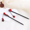GUGUMO 2 Pcs Chinese Hair Chopsticks for Women Retro Wooden Hairpin Flower Hair Chopsticks Handmade Wooden Hair Stick Vintage Tassel Handmade Chignon Jewelry for Girls (Red Flower)