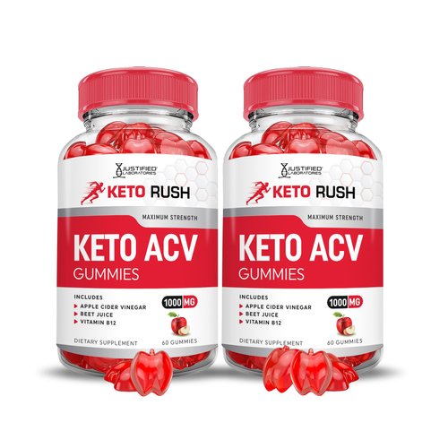 Justified Laboratories (2 Pack Keto Rush Keto ACV Gummies Advanced Formula 1000MG Powder B12 Vegan Non GMO 120 Gummys