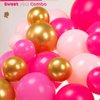 Hot Pink and gold Balloon garland arch kit 140Pcs Hot magenta pink with Chrome Gold Balloons & Lip Starburst Roller mylar balloons for girl’s Birthday party Mother's Day decorations
