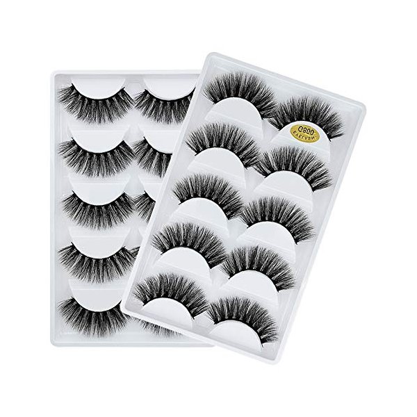Vayator 10 Pairs/Set 3D Mink Lashes Natural False Eyelashes Dramatic Volume Fake Lashes Makeup Eyelash Extension Silk Eyelashes (G800)