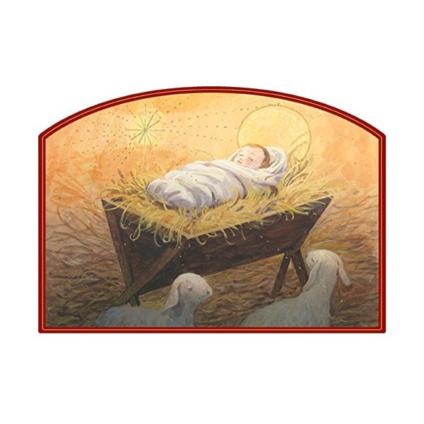 Infant Jesus in Bed of Straw Die Cut - Designer Greetings Box of 18 Religious Christmas Cards
