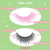 PaintLab Synthetic Lashes, False Eyelashes Natural Look, Lightweight Reusable Lash Extension Strip For Kids, Teens and Women, 2 Pack, Pink Love