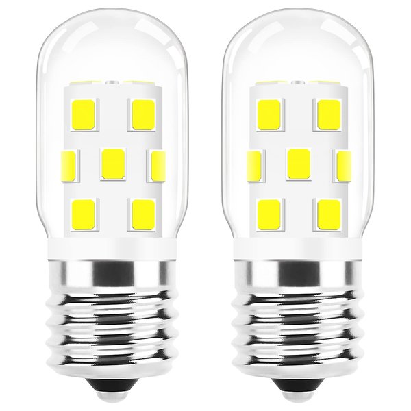 E17 LED Bulb Dimmable, 30W-40W Incandescent Equivalent, Daylight White 6000K, Fit for LG Frigidaire Kenmore Whirlpool GE Over The Range Microwave, 125V 3W 360LM E17 Base, Repalces 6912W1Z004B, 2 Pack