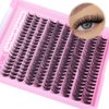 Yawamica Wispy Lash Clusters Natural Eyelash Extension 10-14mm Fluffy Eyelash Clusters CC Curl Individual Lashes Cluster Eyelash Extensions 40D Cluster Lashes 200pcs DIY Lash Extension by Self