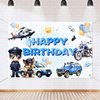 Policeman Happy Birthday Backdrop Banner Cartoon Police Car Helicopter Dog Police Theme Background Decor for Kids Boys Girls Birthday Party Favors Decorations Supplies 72x43in-BECKTEN