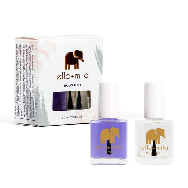 ella+mila 2-Pack Nail Care Set - Oil Me Up Cuticle Oil for Nails (0.45 Fl.Oz.) & In a Rush Fast Drying Nail Top Coat (0.45 Fl.Oz.) Nail Care Duo - 17-Free Nail & Cuticle Care Products