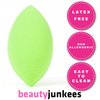 Beauty Junkees Makeup Sponge Blender - Green Oval Foundation Makeup Blender Sponge, Liquid Cream Powder Contour Blending Sponges, Make Up Applicator Cosmetic Blenders, Wet Dry Beauty Sponge Latex Free