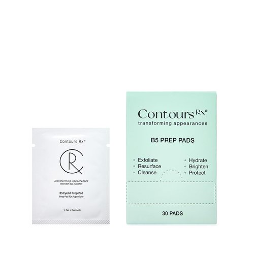 Contours Rx B5 Eyelid Prep Exfoliating Pads - Everyday Eyelid Cleansing Wipes & Makeup Remover Pads - Restorative Vitamin B5 Eyelid Cleanser Prep Pads to Brighten, Nourish & Hydrate (30 Pack)