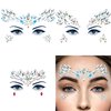 Face Gems 6Sheets Face Jewels Stick On Rhinestones Stickers 30g Chunky Glitter, Gemstones Temporary Tattoo Gifts For Women, Festival Rave Outfit Euphoria Accessories (3Luminous)
