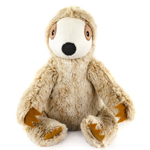 Giftable World 9 Inch Plush Pet Toy Sitting Tan Two Tone Sloth with Squeaker Dog Chew Toy