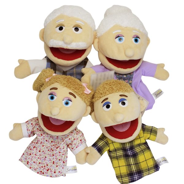 Lovely Family Hand Puppets Mouth Opening Plush Puppets Toys Role Playing Toys Puppets Children Storytelling Teaching Toys (6PCS Set, 30cm)