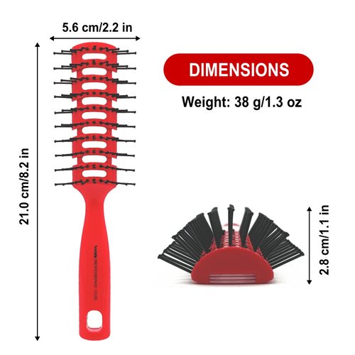 VESS Styling Ceramic Hair Brush 9-row Round Type, for Bow and Styling Made in Japan (No.80 Red)