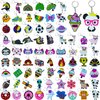 75PCS Cartoon Keychains Bulk for kids Adorable Backpacks Keychains Donut, Ball, Desserts, Axolotl, Sloth, Rainbow Bulk Key Chains for School Day Classroom Prizes Birthday Party Favors