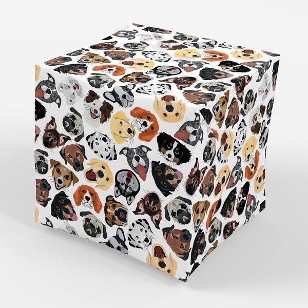 Stesha Party Dog Wrapping Paper - Puppy Gift Wrap - Folded Flat 30 x 20 Inch (3 Sheets)