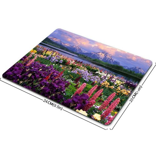 Smooffly Beautiful Flowers Mountain Sky Water Mouse Pads Customized, Eco Friendly Cloth with Neoprene Rubber Mouse Pad Desktop Mousepad Laptop Mousepads Comfortable Comput