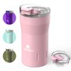 SANTECO Travel Coffee Mug 12 oz, Insulated Coffee Cups with Flip Lid, Stainless Steel Coffee Mugs Spill Proof, Double Wall Vacuum Tumblers, Reusable To Go Mug for Hot/Ice Coffee Tea - Pink