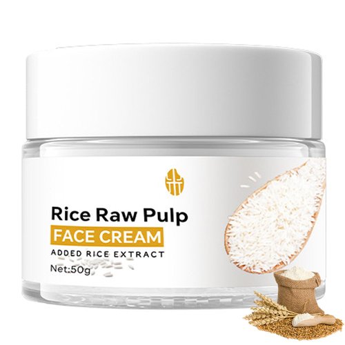 Rice Cream for Face, Rice Raw Pulp Face Cream, Rice Cream Moisturizer for Moisturizing Skin, Shrink Pores, Rice Extract Anti Aging Moisturizer, Smoth Fine Line, Restore Skin Elasticity